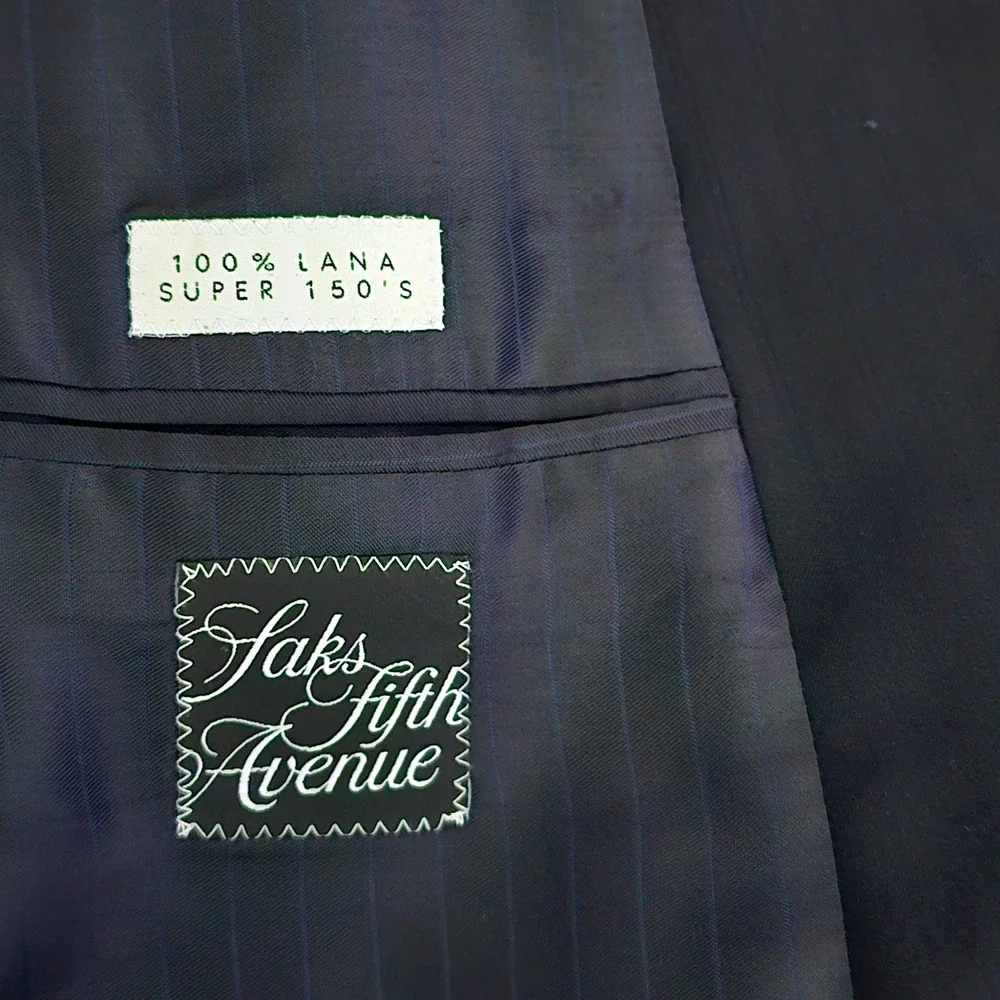 Armani Collezioni Su Misura Mens Navy Blue Super 150s Wool Blazer Jacket 41R